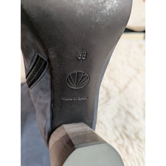 Coclico Lilac Leather Navy Tall Boots Block Heel & Side Zipper Design, Size 38 - Picture 7 of 11